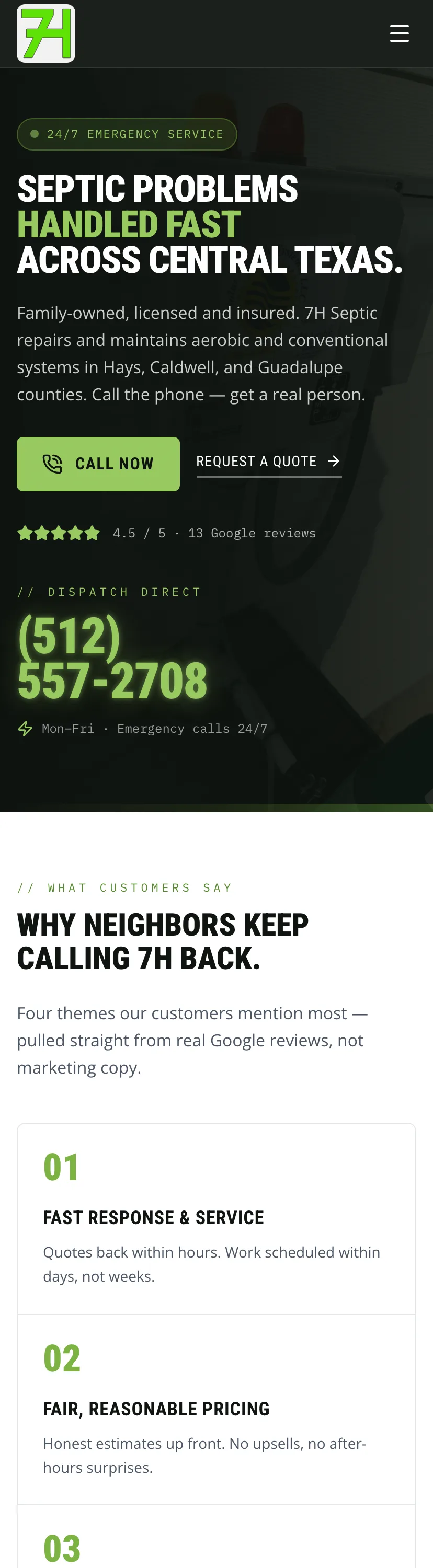 7H Septic Services — generated by Warpweb